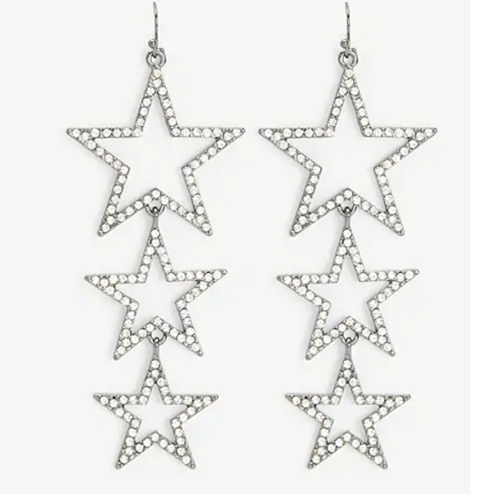 Star drop earings, 2-1/2" Length